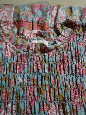 Calypso St. Barth NWT Blue Floral Print Smocked Tiered Maxi Dress XL/TG